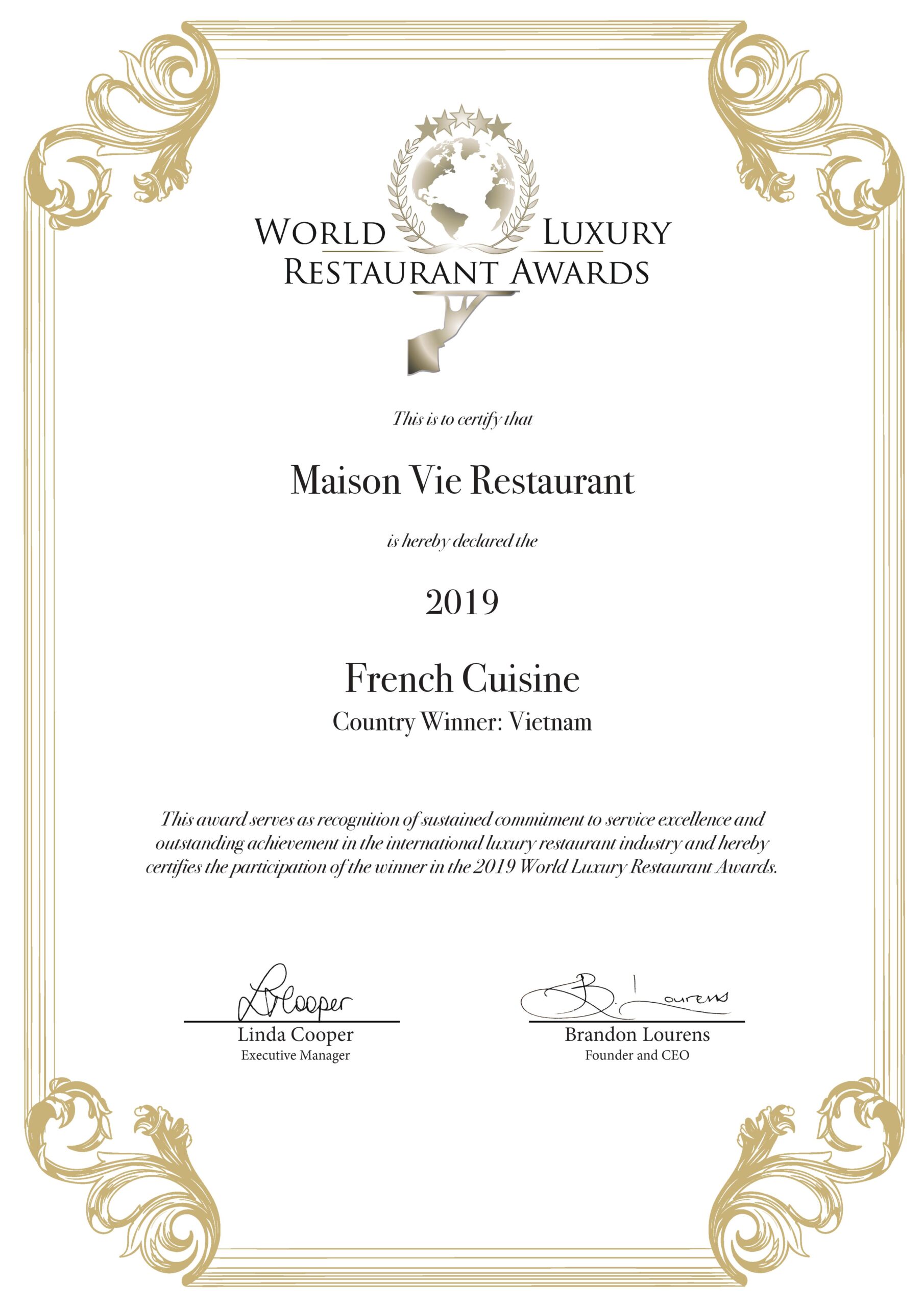 Maison Vie Restaurant 2019
